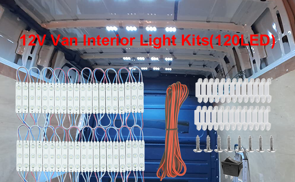 12V 120 LEDs Van Interior Light Kits,White Car LED Ceiling Lights Kit