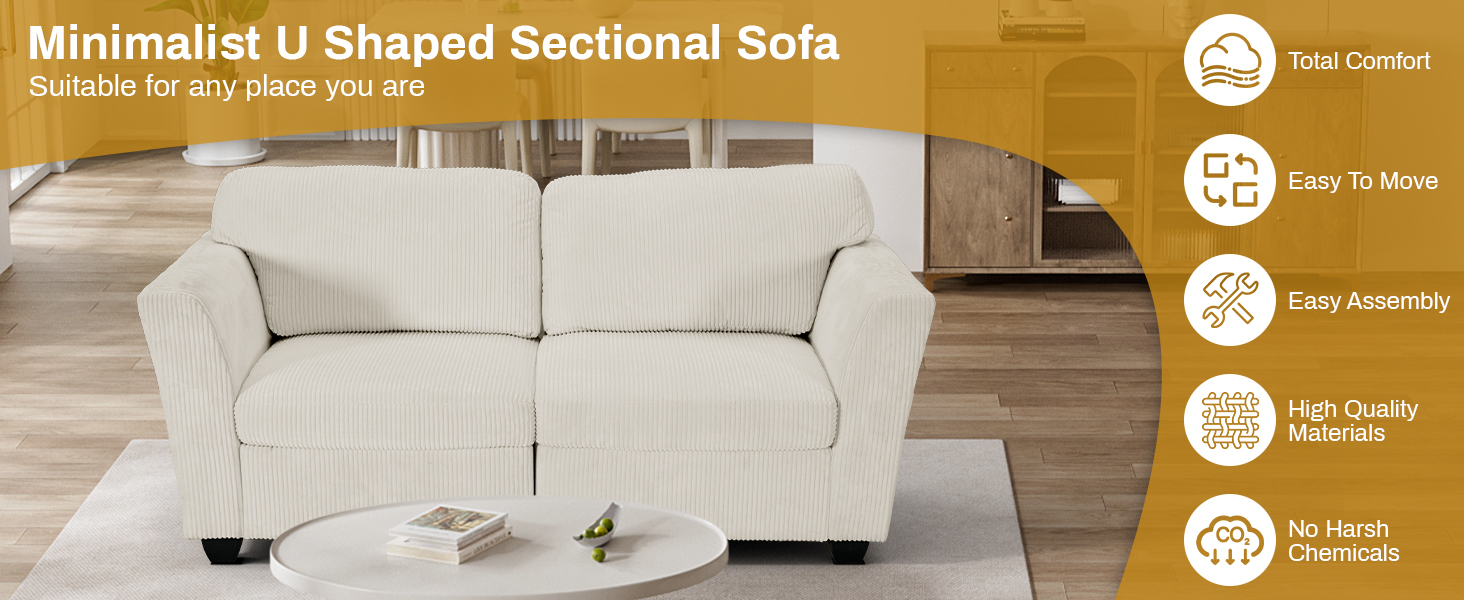 Corduroy Modular Sectional sofa couch for living room