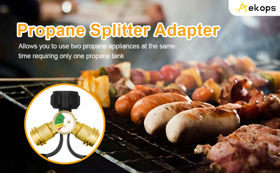 Aekops Propane Splitter 2 Way with Shut Off Valve, Propane