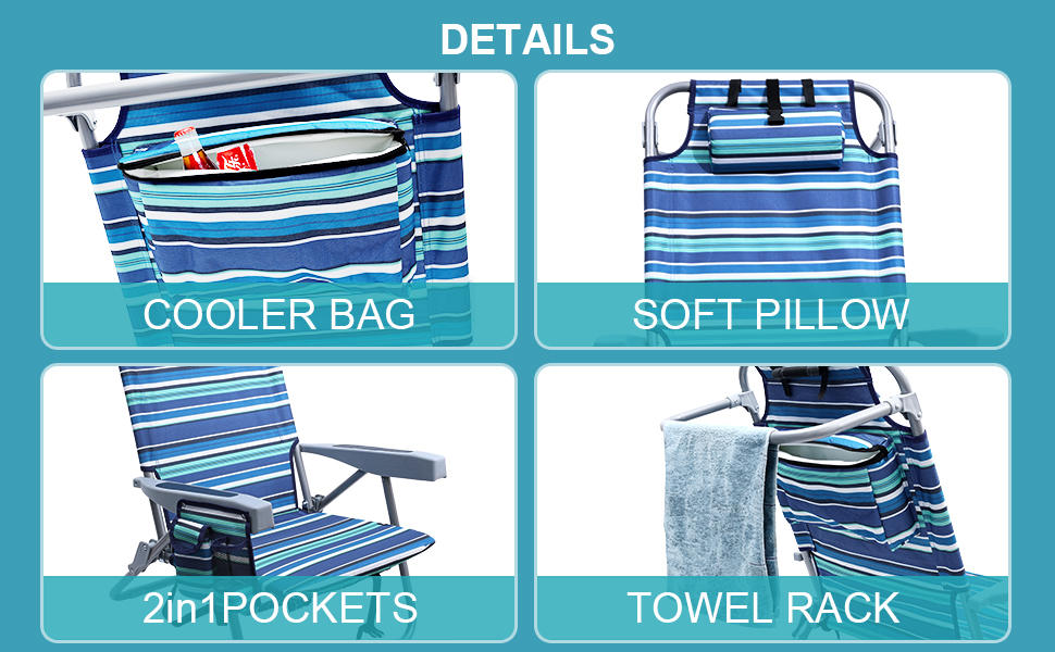 Hugespray Heavy Duty Beach Chair with Backpack Straps 4