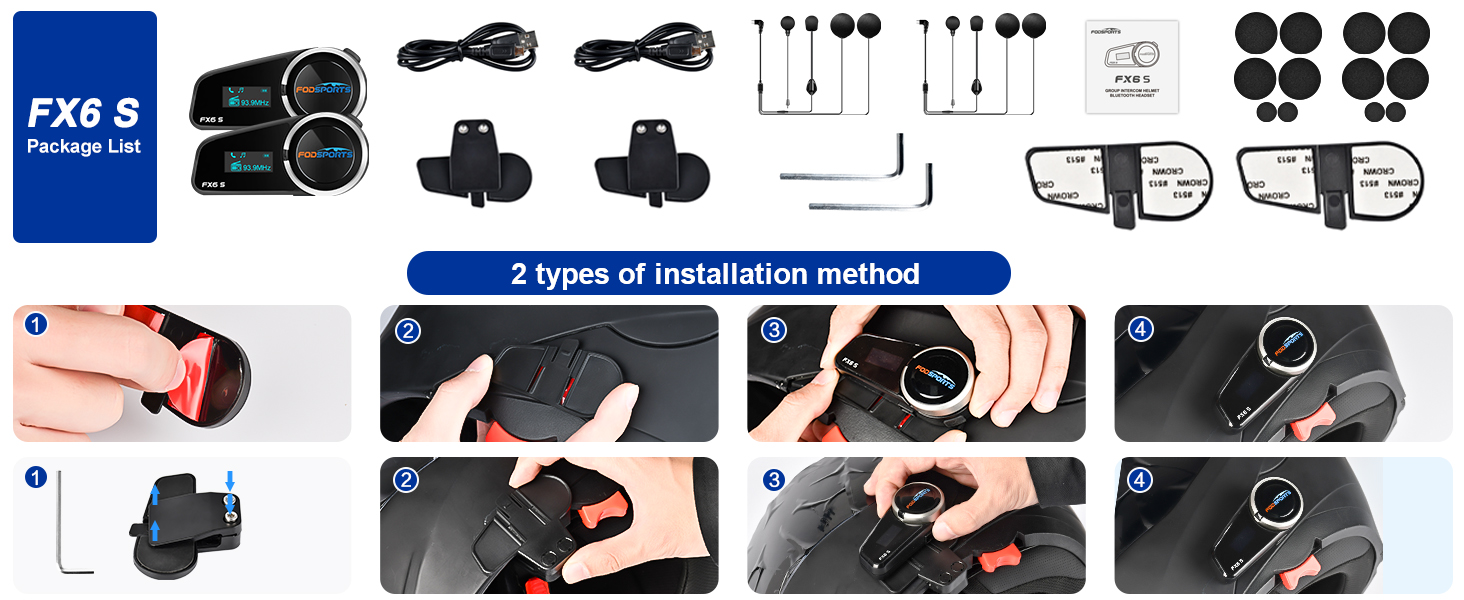 Universal Wireless Interphone Waterproof Handsfree Stereo Music Moto Helmet Bluetooth Headsets
