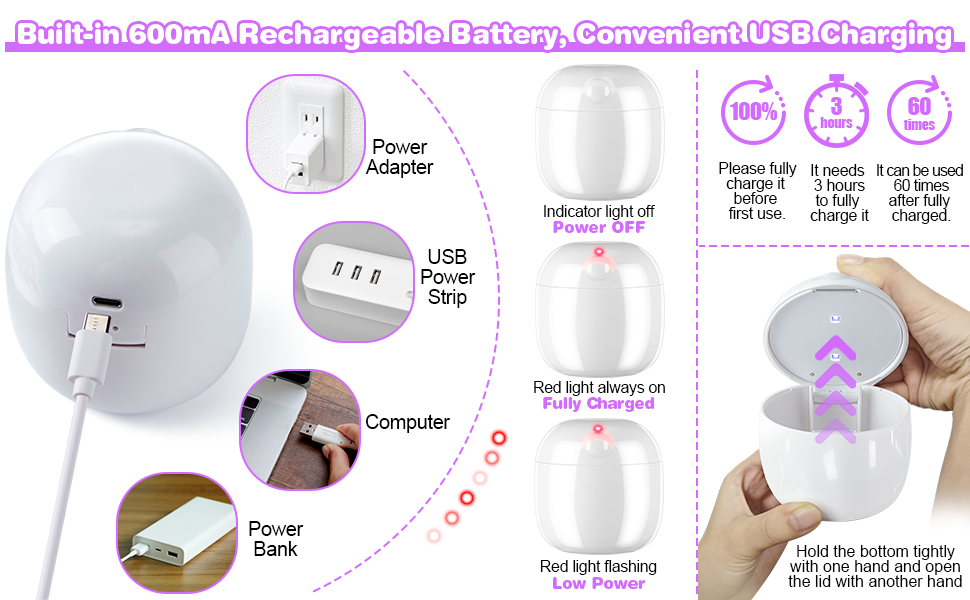 Portable Pacifier Sterilizer, Mini UV Light Sterilizer, 99.