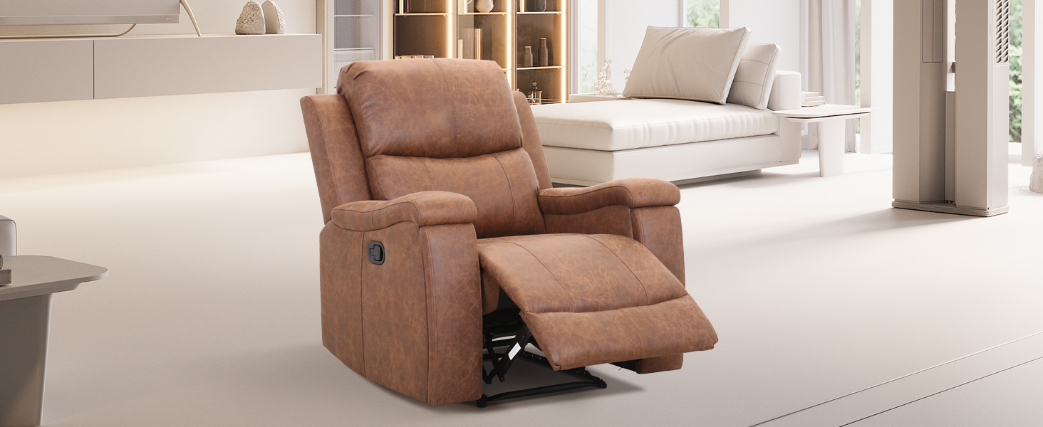 CANMOV Leather Recliner Chair, Classic and Traditional