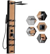 BWE Stainless Steel Shower Panel Tower System 8 Jets Multi-Function Shower Panel System Black and...