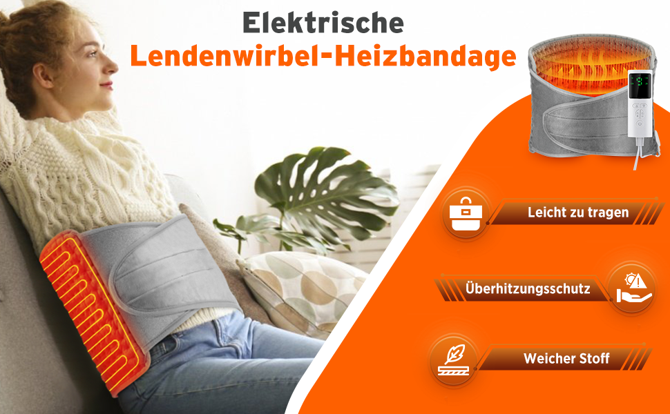 Electric Heating Pad for the Back, Heating Pad Wrap, Lumbar Warmer for
