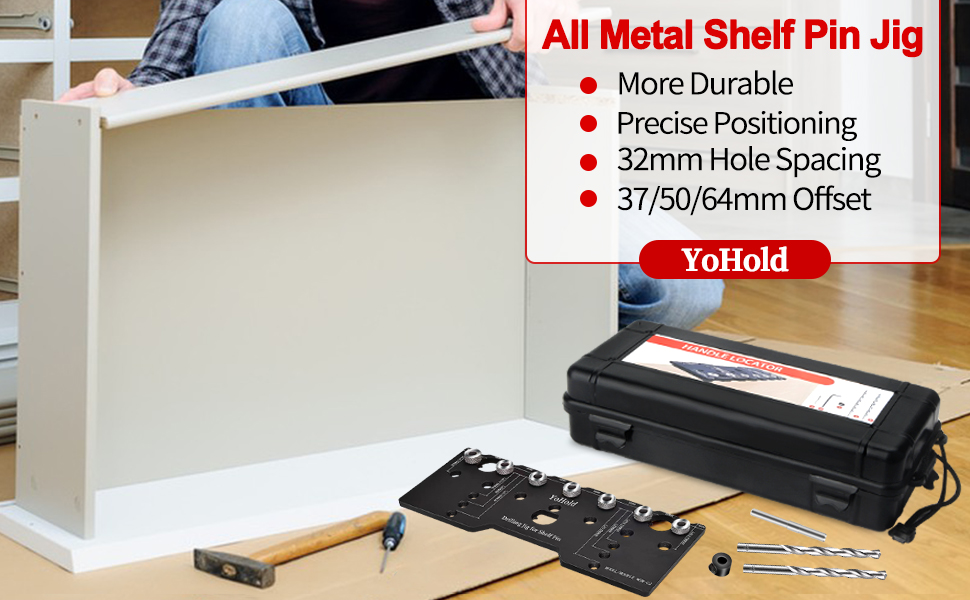 YoHold Shelf Pin Jig, 1/4 Adjustable Shelf Jig Drill Guide