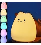 Gwindrise Cat Night Light 7 Colors Silicone Squishy Cat Lamp, Battery Operated Night Lights, Tap ...