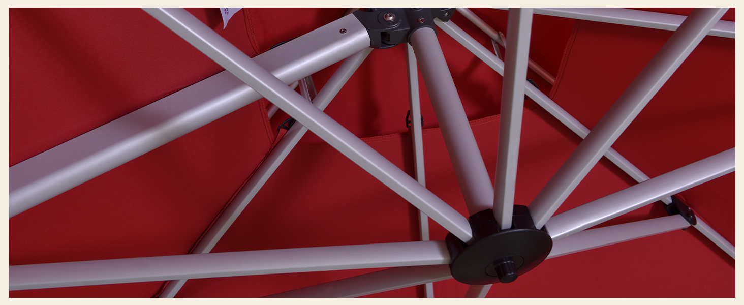 PURPLE LEAF 3 X 3.65 M Garden Cantilever Parasol, Large Rectangular Patio Umbrella With Crank Handle And Tilt For Balcony And Outdoor,Red,3 X 3.65 M 16 1