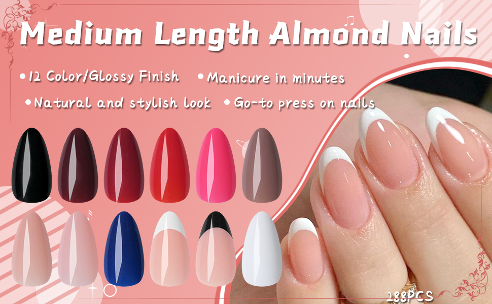 almond press on nails short fake nails french tips press ons nails almond nail tips