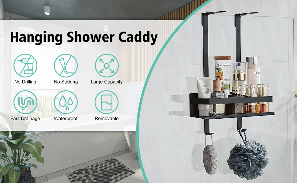 HANFU Shower Caddy Hanging, Hanging Shower Shelf Stainless Steel No