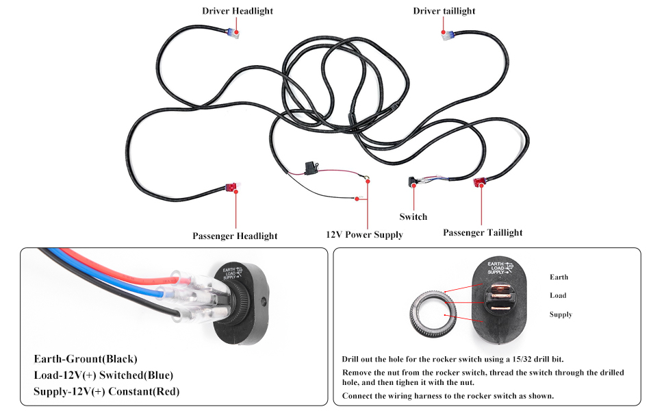 vvavv LED Headlight Kit Tail Light Kit Compatible with EZGO
