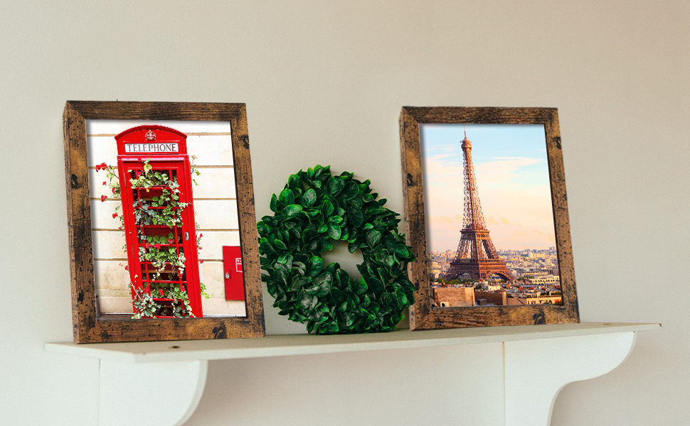 SESEAT 8x10 Picture Frame Wood Brown, Photo Frame for Wall Mounting or Tabletop, 1
