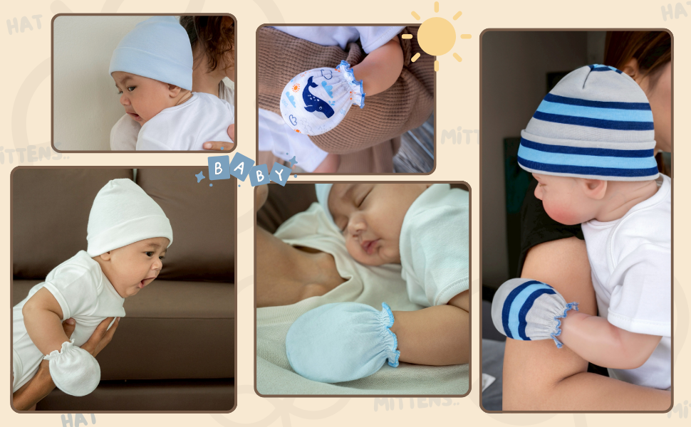 Rative baby hats and mittens 0-6 months