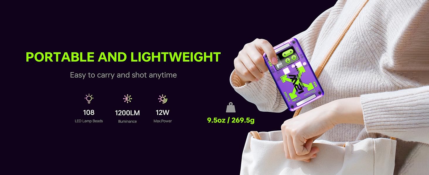 VILTROX Magnetic RGB Video Light 360° Full Color Portable LED Camera Light Panel