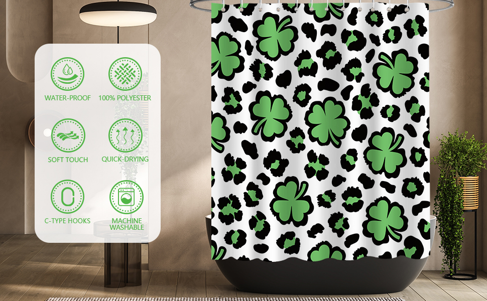 MEHOFOND St.Patrick's Day Shower Curtain for Bathroom Lucky