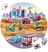 SYNARRY Large Vehicle Floor Puzzle for Kids Ages 3-5, 70 Piece Wooden Floor Puzzle for Kids Ages ...