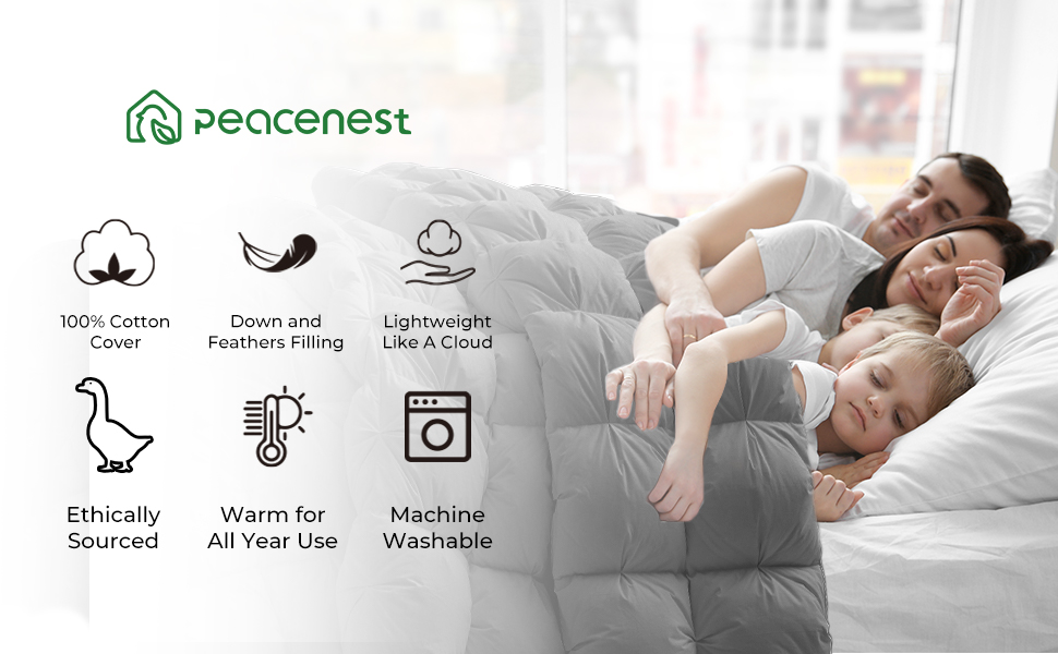 Peace nest Pinch Pleat Goose Feathers Down Comforter 100