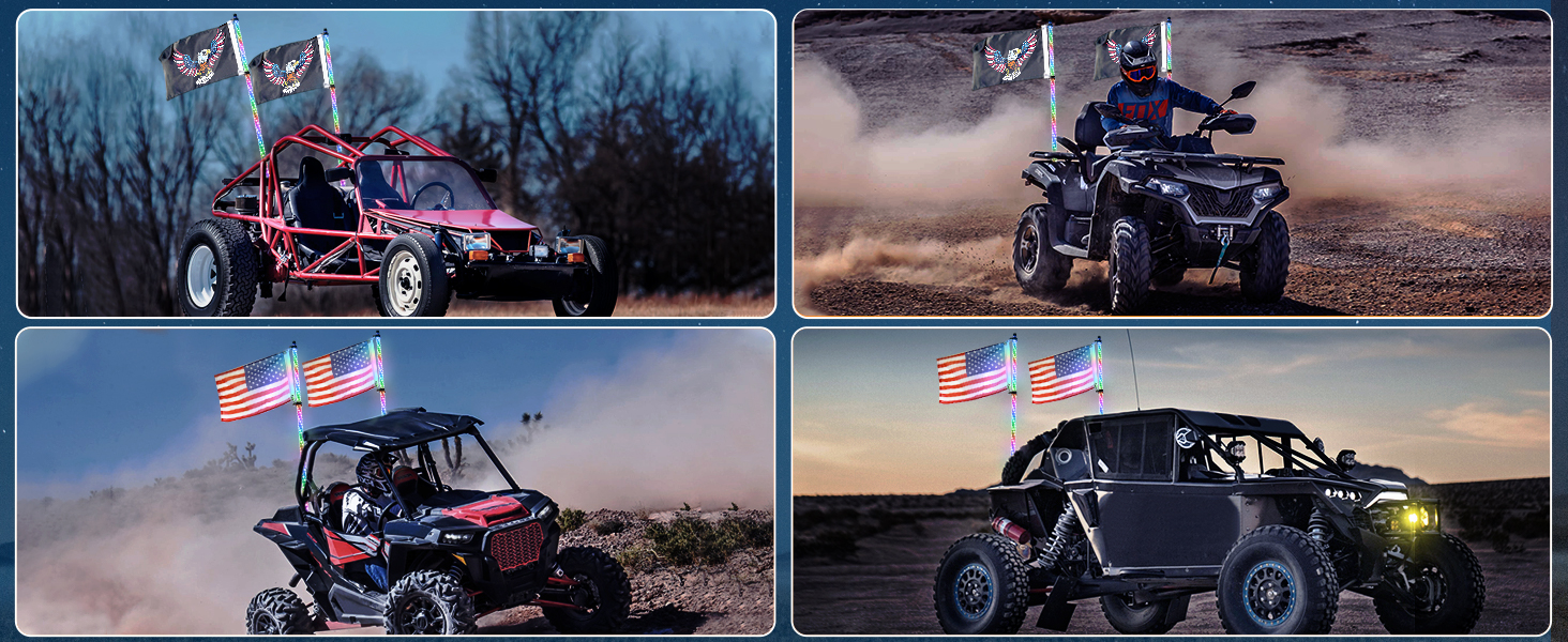 spiral RGB LED whip light with remote control for UTV ATV lighted whips for truck RZR SXS