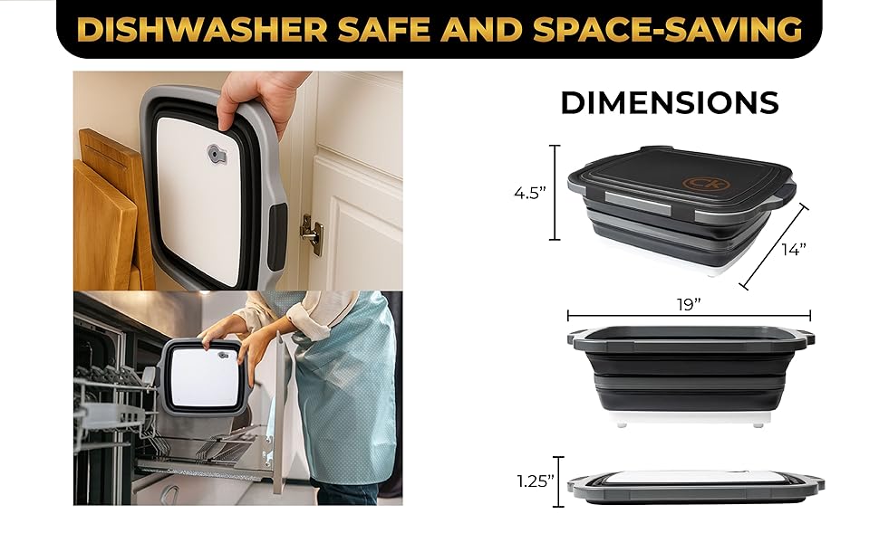 Dishwasher Safe and space saving collapsible dish basin and collapsible food storage containers