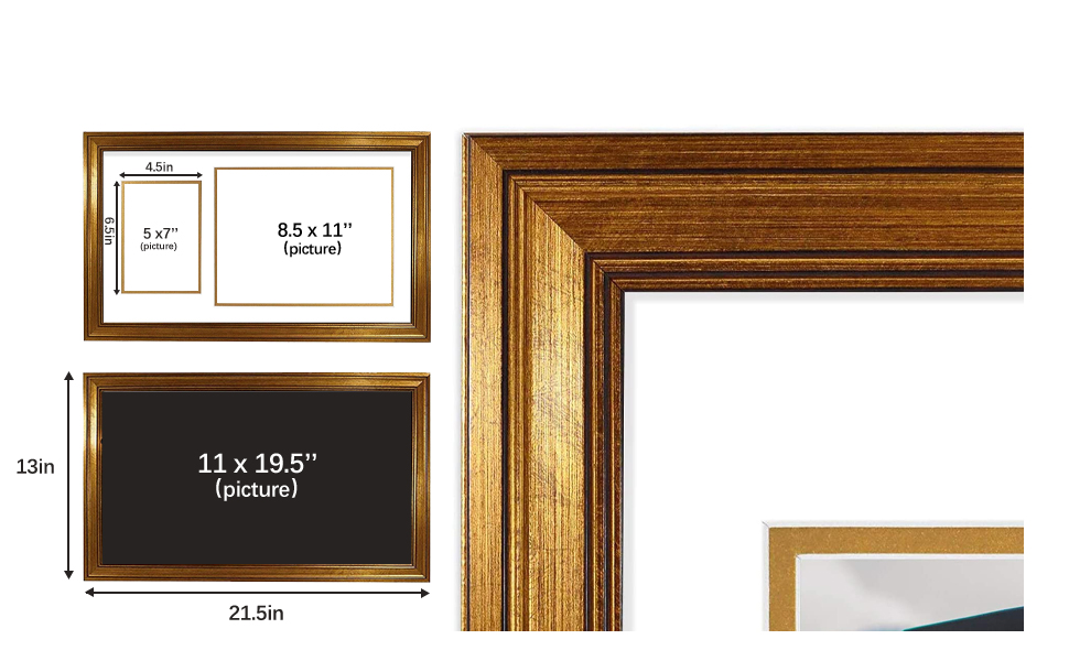 Golden State Art, Dark Gold Color 11x19.5 Graduation Frame