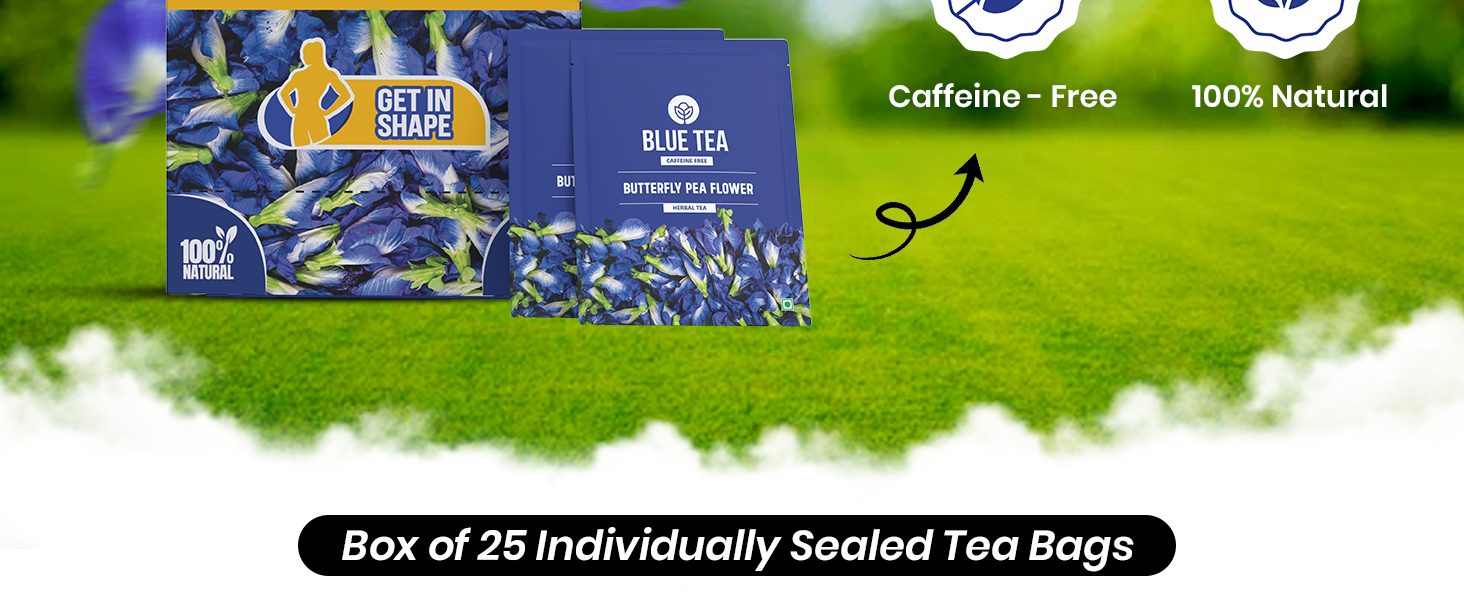 Buy Now Blue Tea - Butterfly Pea Flower Tea - 25 Tea Bags - Plant Ba... 12 Bt 25Sachets Box