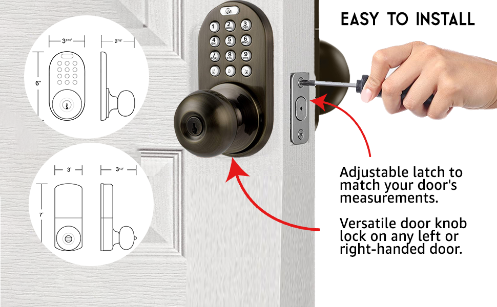 easy installation adjustable latch door measurements versatile knob lock left right handed doors