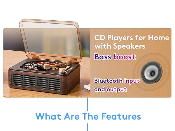 Retro CD player with speakers for home