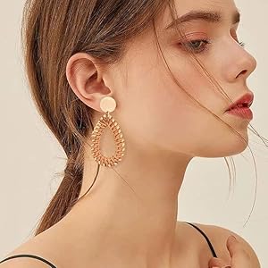 round drop dangle earrings for women boho statement cute fun hoop earrings