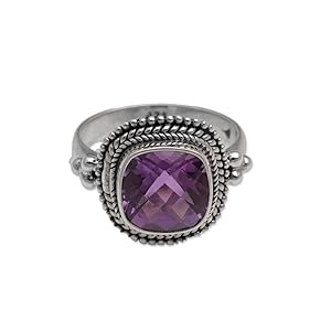 NOVICA,Purple,Gemstone,Silver,Ring,Accessory,Modern, Jewelry,For Women,Violet,Gift,Handmade,Fashion