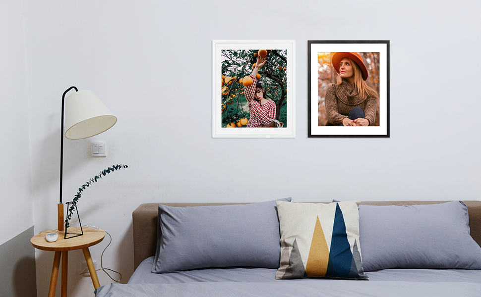 HOMESEVEN 20x24 Frame, 20x24 Picture Frame Matted to 16x20, Solid Wood Poster Frame