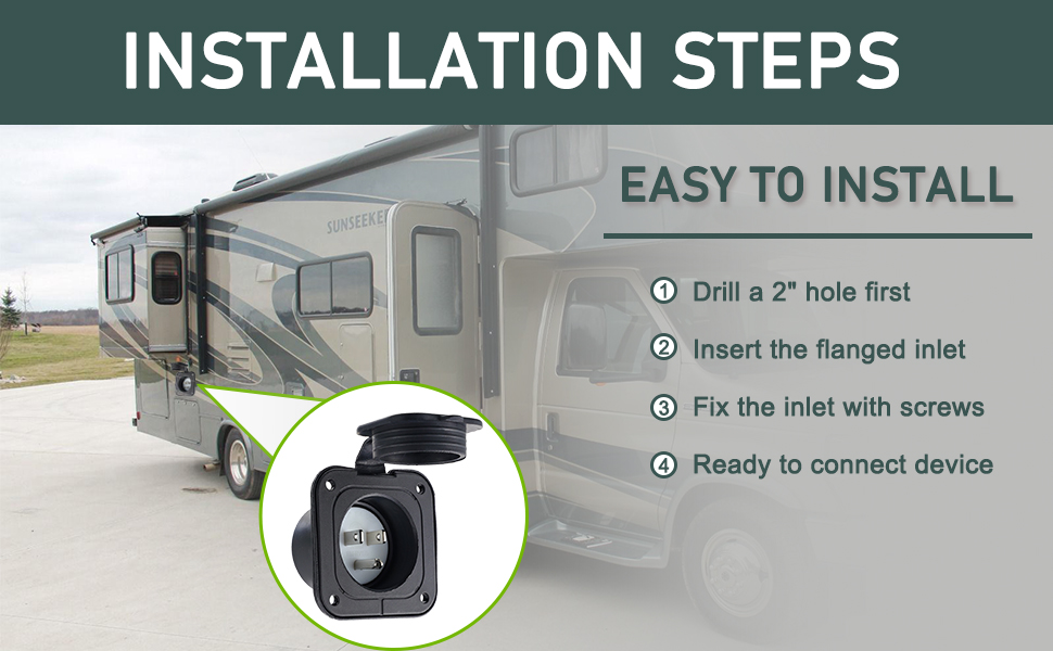 EPLZON 15 Amp 125VAC RV Electrical Outlet Shore Power Inlet 2 Pole 3Wire RV Plugs Inlets