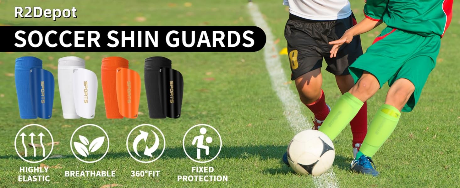 R2Depot Soccer Shin Guards, Shin Pads with Shin Guard Sleeves Set for