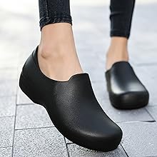Women Kitchen Chef Garden Shoes Non Slip Oil/Water Resistant for Garden Hospital Restaurant Work Shoes Black/Pink/White Size 3-8 14 slip on work shoes