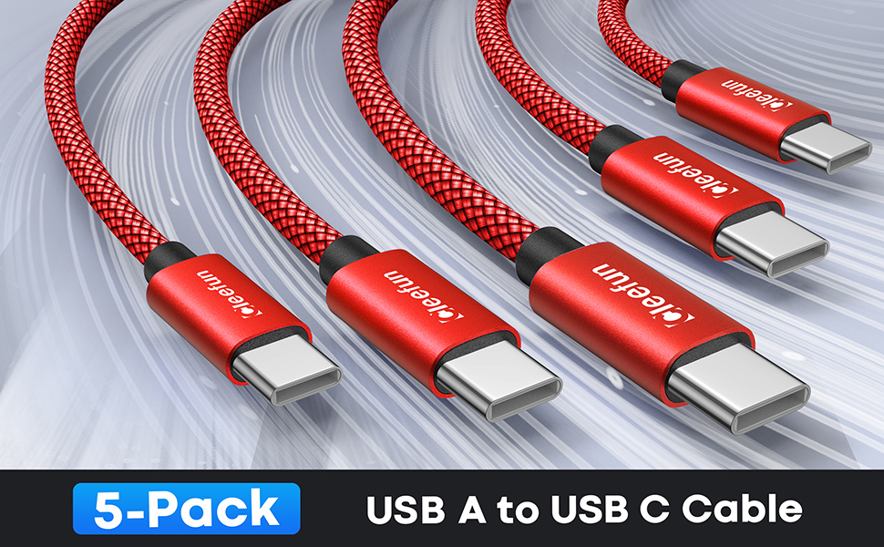 CLEEFUN [1ft, 5Pack] Short USB C Cable Fast Charging, USB