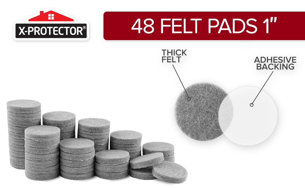 Felt Furniture Pads XPROTECTOR 48 PCS 1" Felt Pads Floor