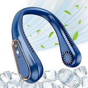Bladeless Portable Neck Fan, Personal Wearable Fan, 5 Speeds, USB Rechargeable, Hands-Free Cooling