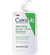 CeraVe Hydrating Cream To Foam Cleanser, Makeup Remover Face Wash For Dry Skin, Foaming Facial Cl...