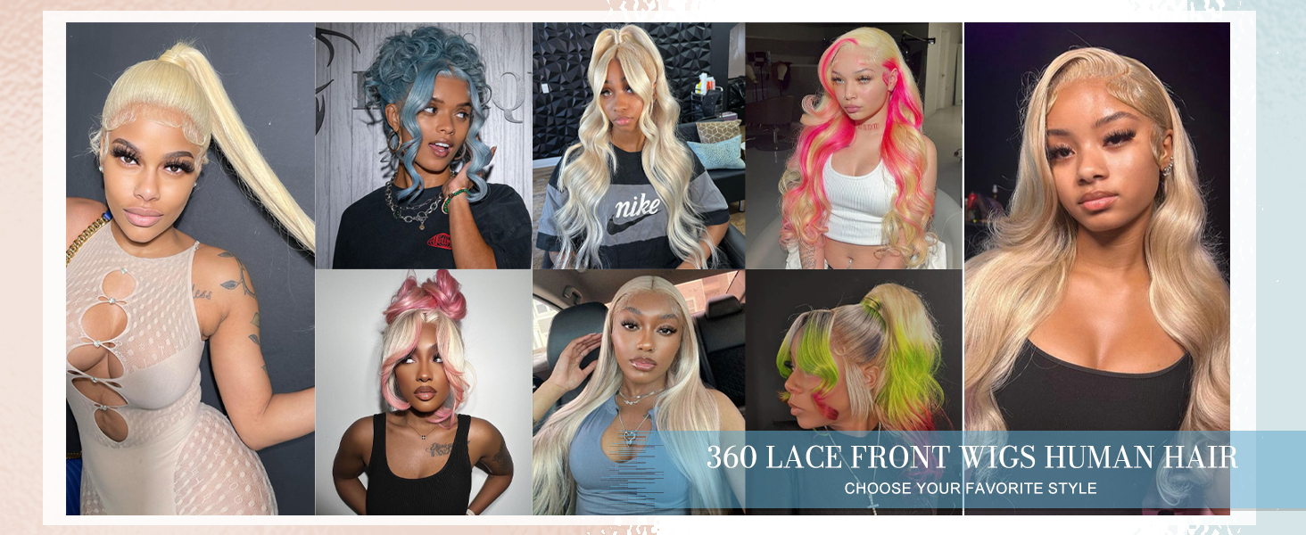 Blonde Wig Human Hair 360 Lace Front Wigs Human Hair Blonde 200% Density