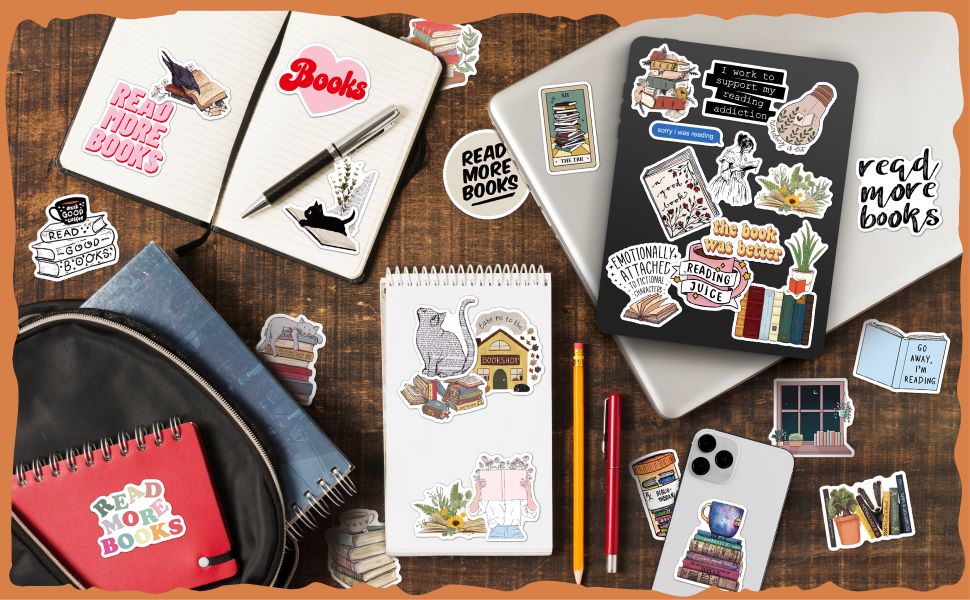 Book Reading Bookish Stickers for Kindle