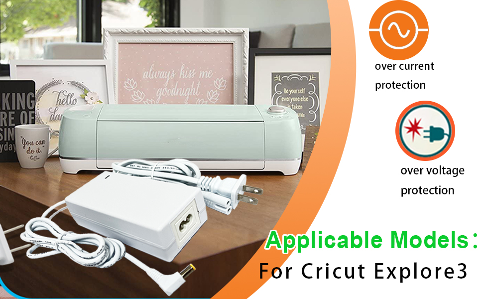 White Power Cord Compatible with Cricut Explore 3 Cutting Machine,24V DC Power