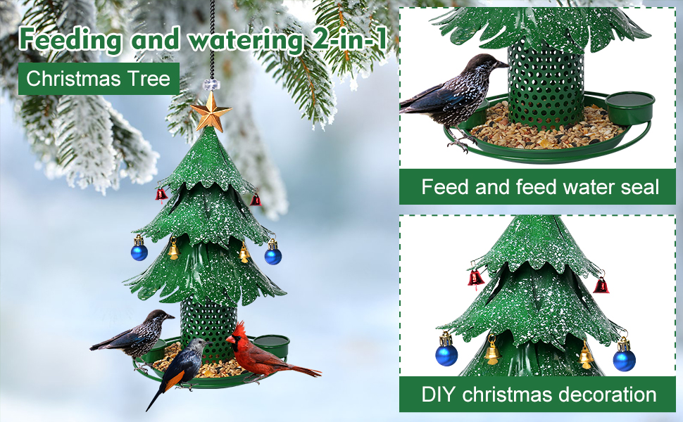 BEUTFQL Christmas Tree Bird Feeders for Outdoor, Metal