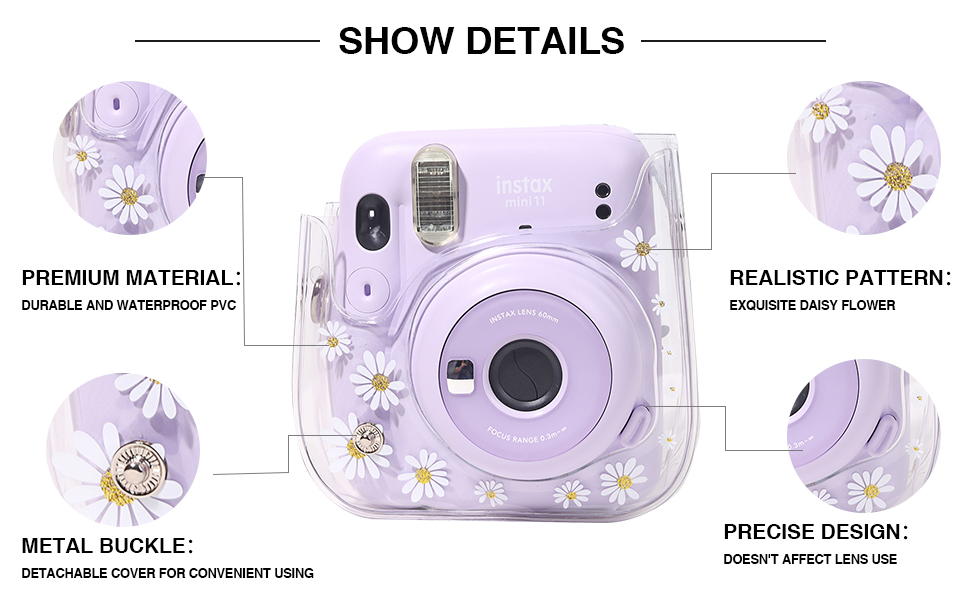 CAIYOULE Camera Case for Fujifilm Instax Mini 12/11/9/8