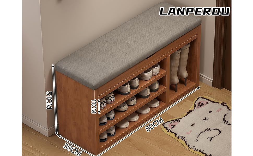 Amazon.co.jp: LANPERDU 玄関ベンチ シューズラック 3段 耐荷重