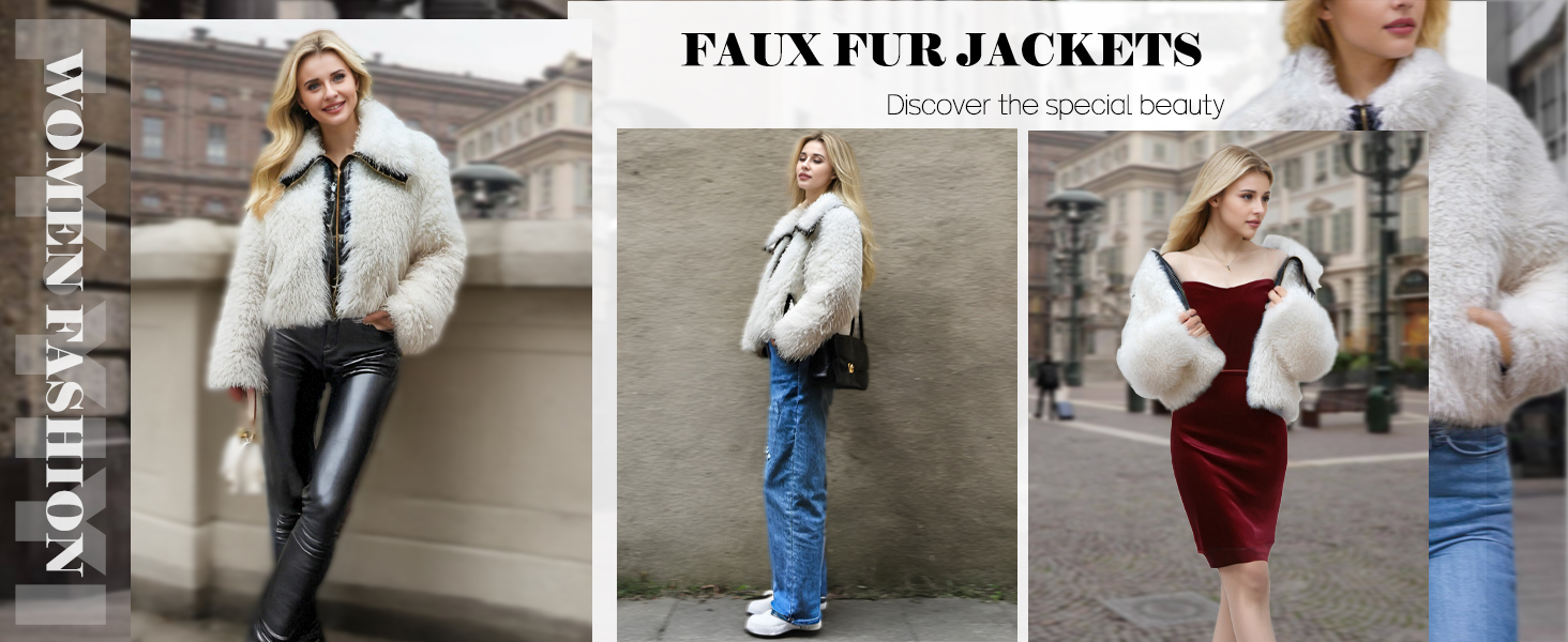 White Women's Long Sleeve Open Front Fuzzy Faux Fur Coat