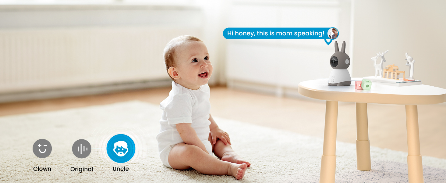 Talk to the baby through the screen or phone APP, accompany baby with your voice anytime anywhere