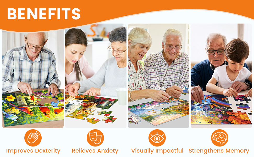 4 Packs 36 Large Piece Puzzle for Seniors Dementia Puzzles for Elderly Adults,Alzheimer’s