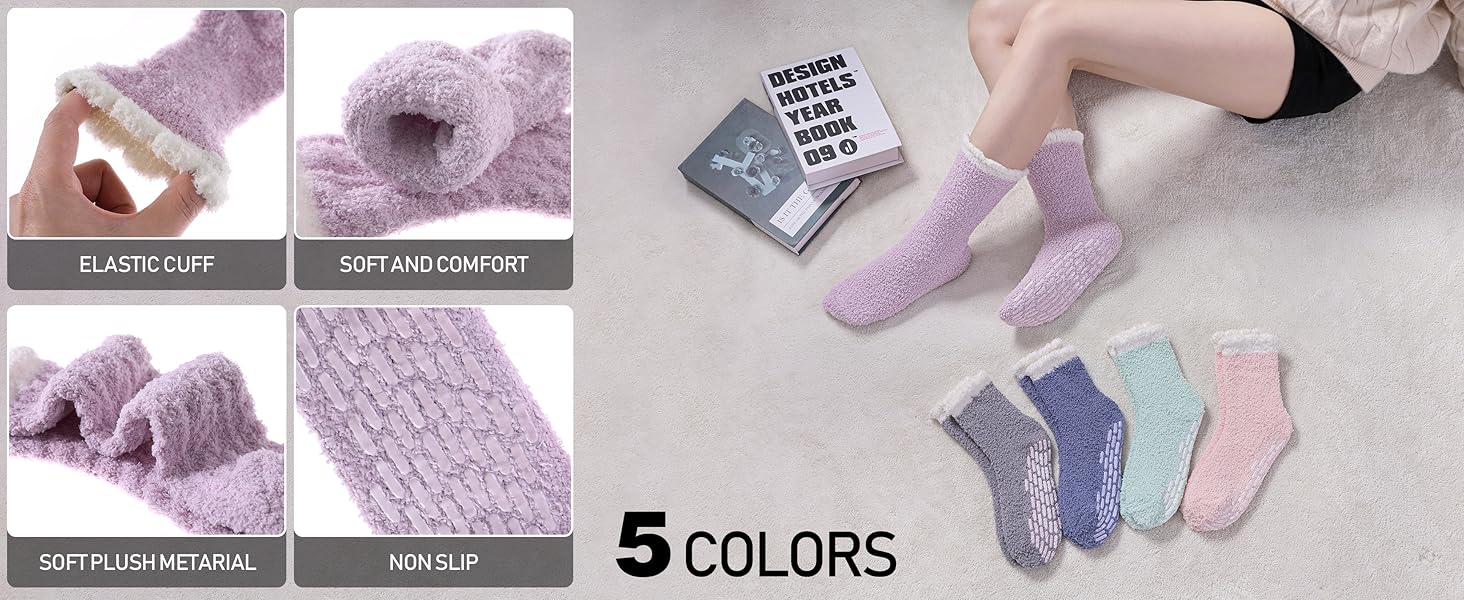 Non Slip Fuzzy Socks for Women