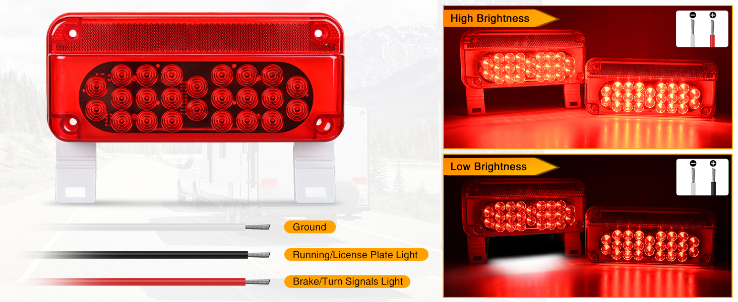 rv tail light led stop brake turn signals light with license plate light bracket