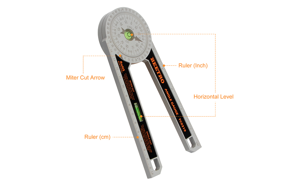 360 Degree Miter Saw Protractor w/Leveling Bubble Angle Finder Gauge