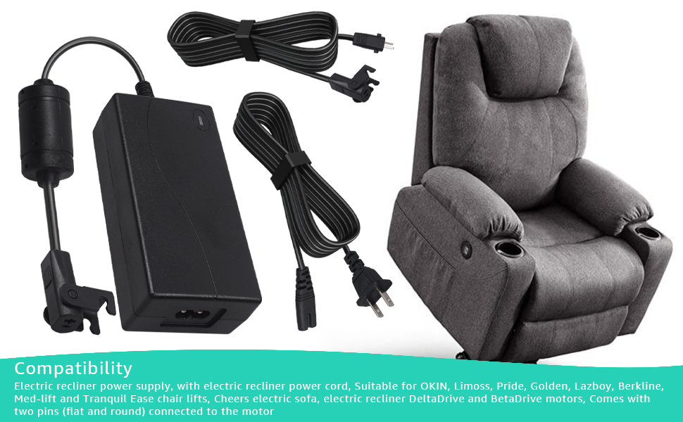 Recliner Power Supply Replacement Cord for Electric Couches